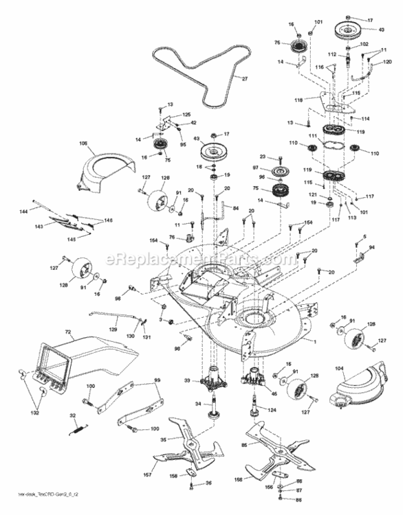 Mower_Deck__Cutting_Deck Diagram and Parts List for LT2318CMA2 2012-02 Husqvarna Lawn Tractor