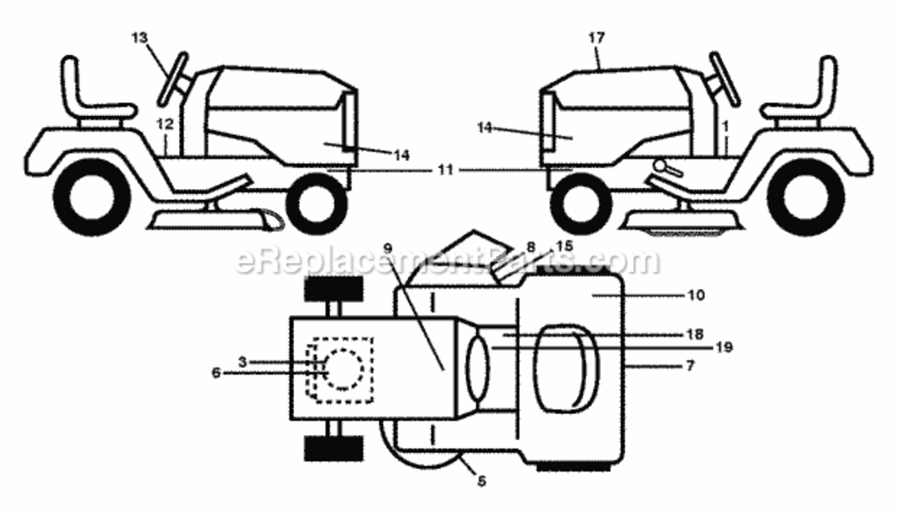 Decals Diagram and Parts List for LT2323A2 96041026300 2012-01 Husqvarna Lawn Tractor