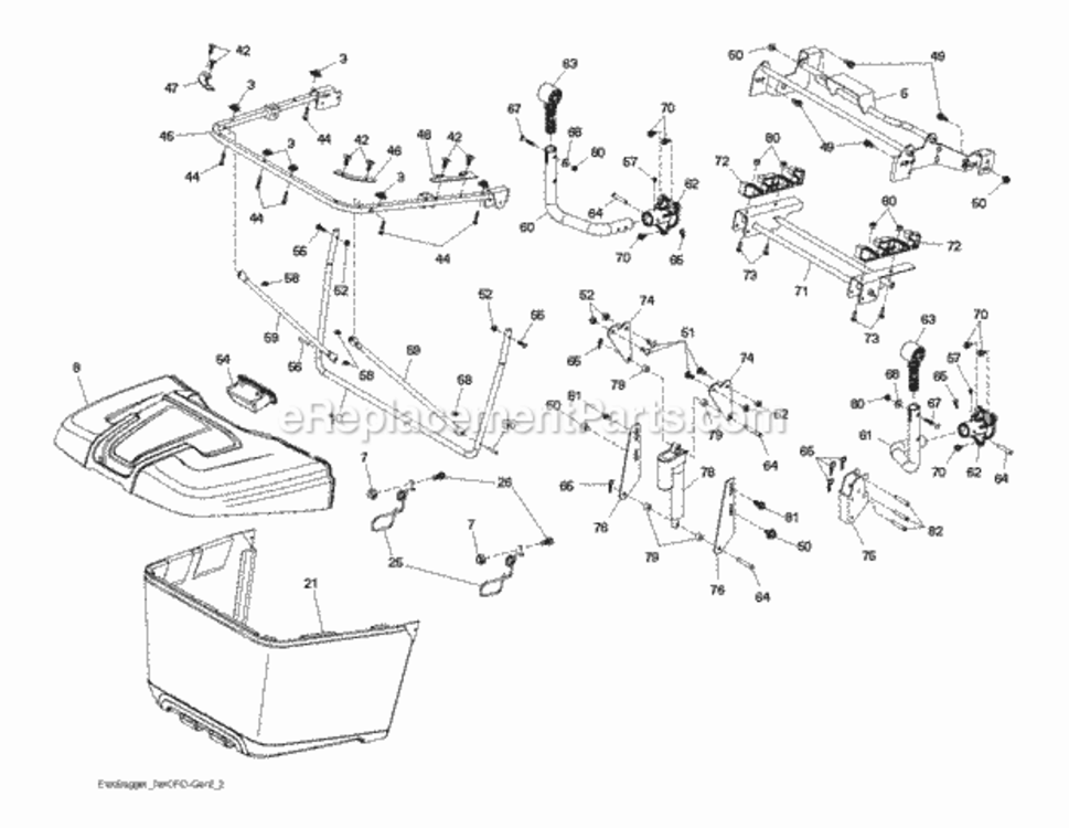 Bagger Diagram and Parts List for LT2323CMA2 2012-02 Husqvarna Lawn Tractor