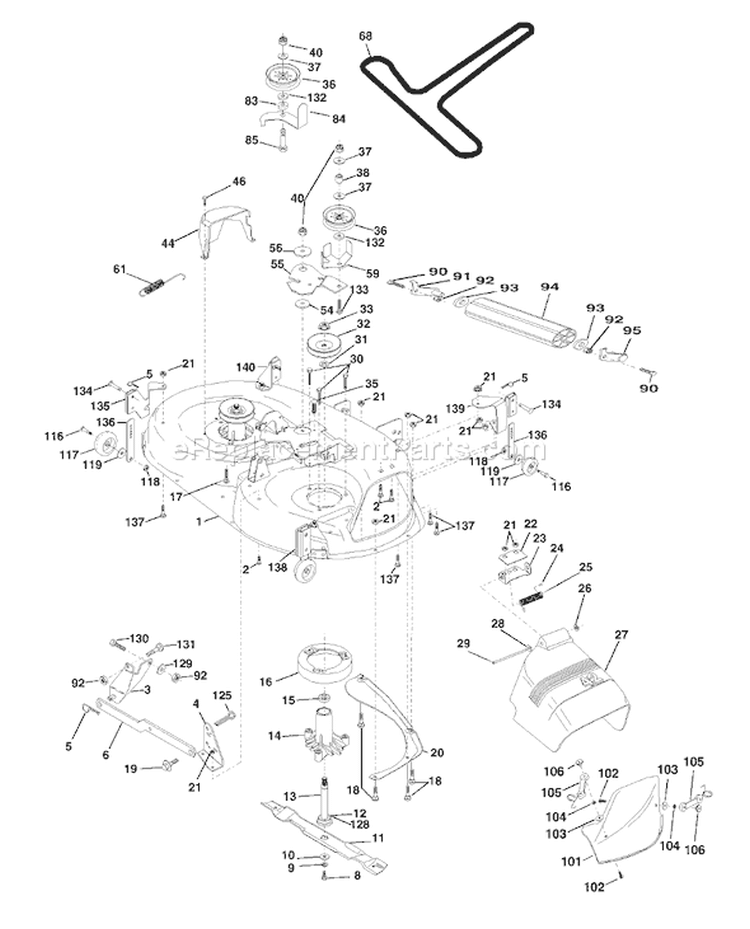 Page F Diagram and Parts List for 130 LTH  954140005K -1999-03 Husqvarna Lawn Tractor