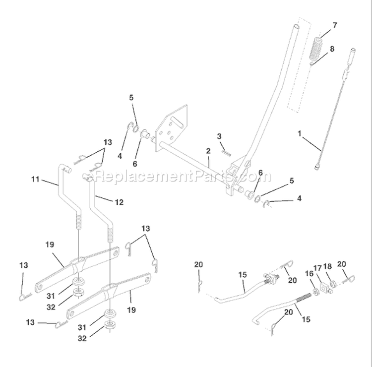 Page G Diagram and Parts List for 130 LTH  954140005K -1999-03 Husqvarna Lawn Tractor