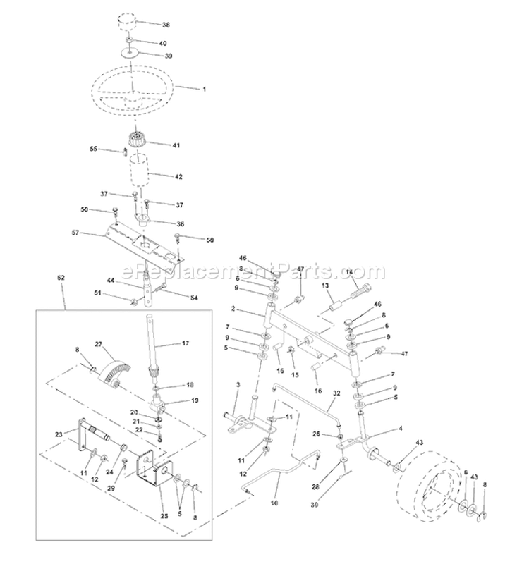 Page J Diagram and Parts List for 130 LTH  954830061A -1996-01 Husqvarna Lawn Tractor