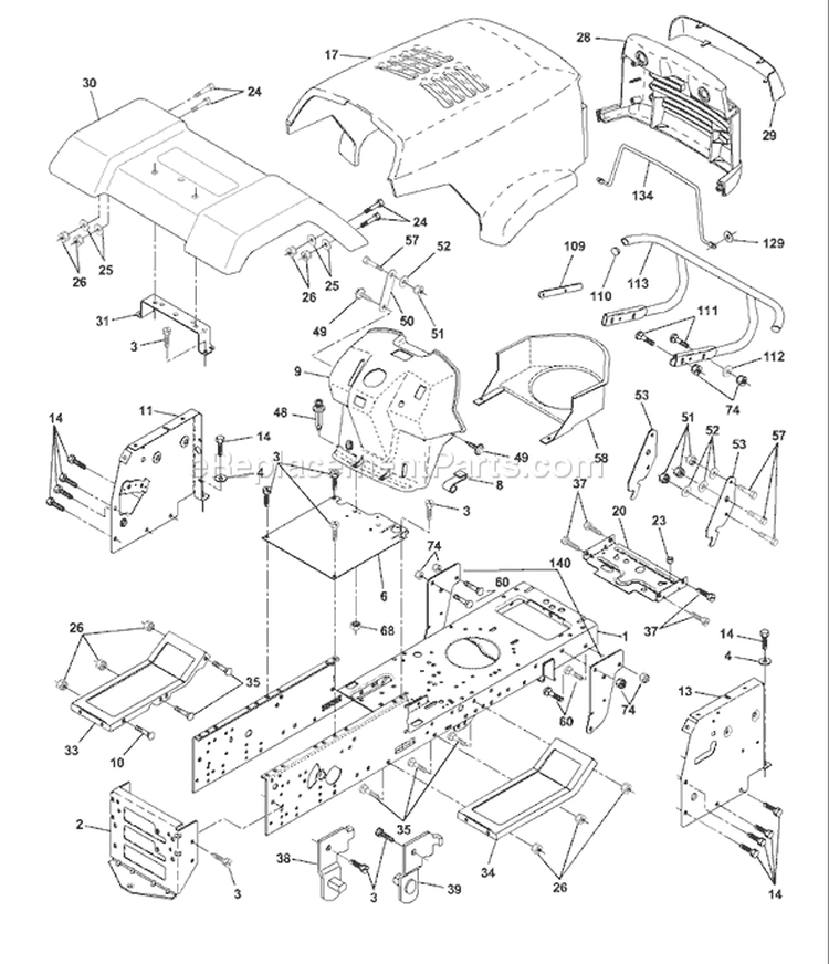 Page A Diagram and Parts List for 130 LTH  954830061B -1996-02 Husqvarna Lawn Tractor