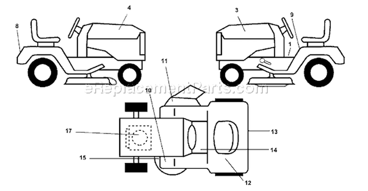 Page B Diagram and Parts List for 130 LTH  954830061B -1996-02 Husqvarna Lawn Tractor