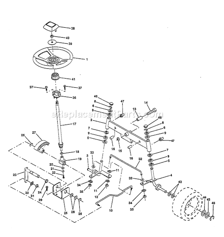 Page J Diagram and Parts List for 140 LTH  HN14H42A -954000642 -1994-01 Husqvarna Lawn Tractor