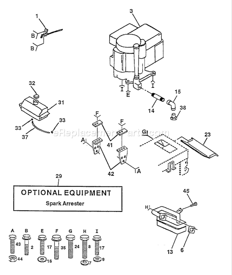 Page E Diagram and Parts List for 140 LTH  HN14H42A -954000642 -1994-01 Husqvarna Lawn Tractor