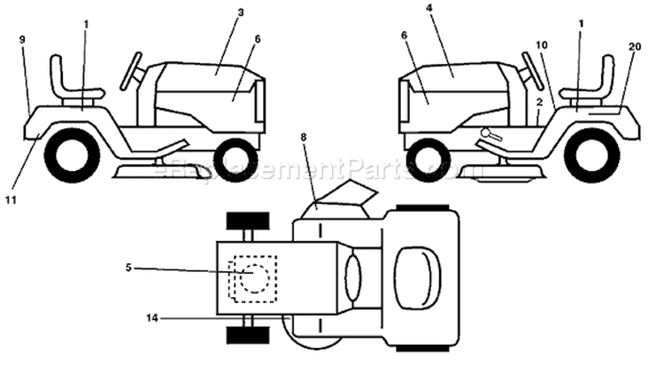 Page B Diagram and Parts List for 145 LTH  954140006D -1998-07 Husqvarna Lawn Tractor