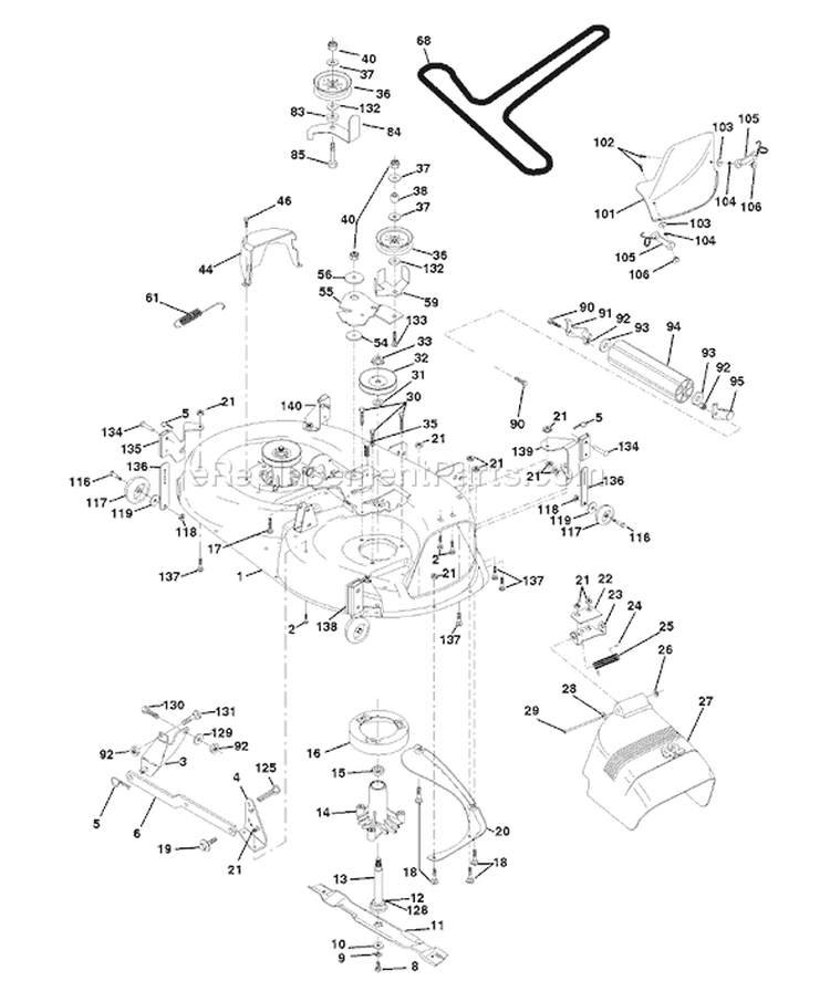 Page G Diagram and Parts List for 145 LTH  954140006D -1998-07 Husqvarna Lawn Tractor