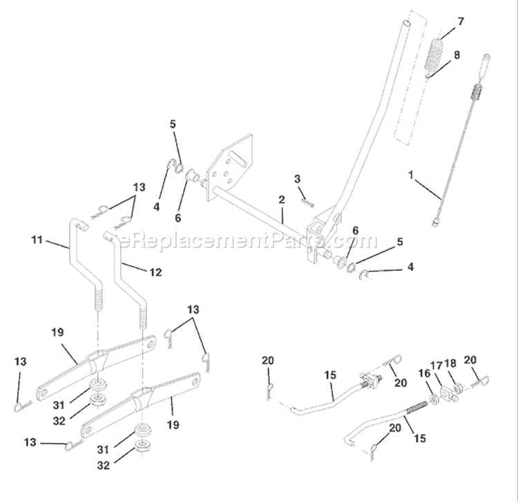 Page H Diagram and Parts List for 145 LTH  954140006D -1998-07 Husqvarna Lawn Tractor