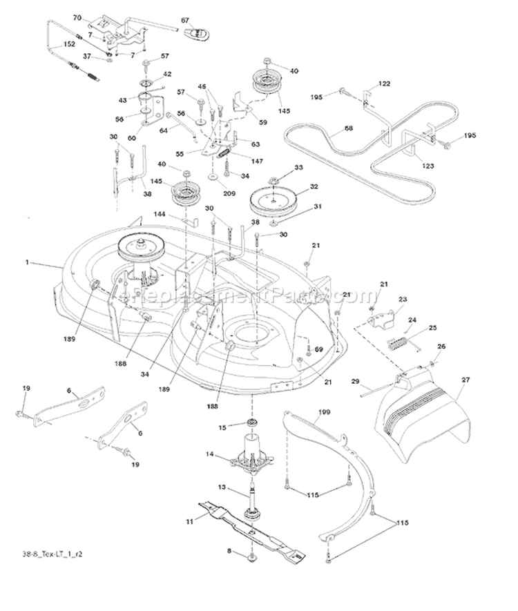 Page F Diagram and Parts List for 1538 LTH  96043003800 -2006-12 Husqvarna Lawn Tractor
