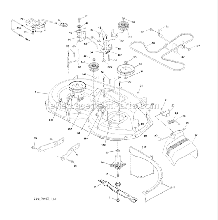 Page F Diagram and Parts List for 1538 LTH  96043003801 -2007-08 Husqvarna Lawn Tractor