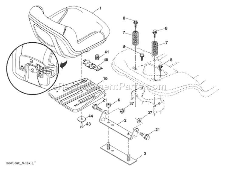 Page H Diagram and Parts List for 1538 LTH  96043003801 -2007-08 Husqvarna Lawn Tractor