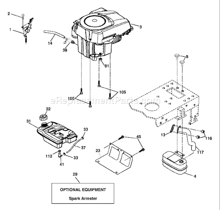 Page E Diagram and Parts List for 2042A LTH  954571953 -2003-12 Husqvarna Lawn Tractor