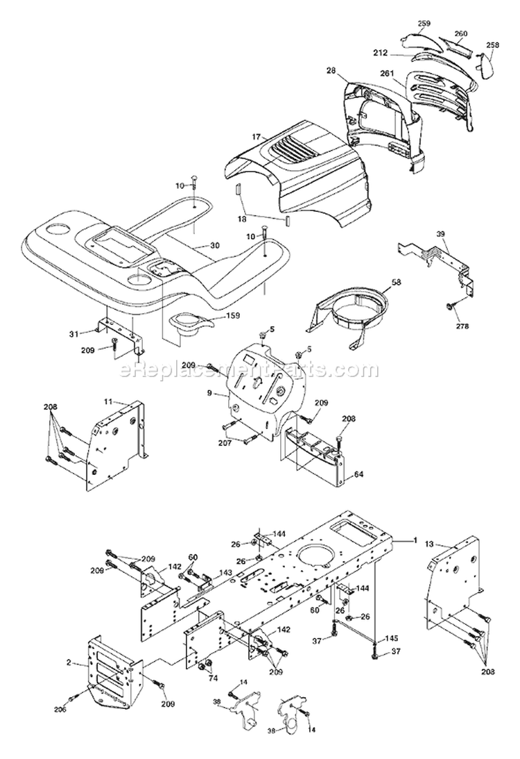 Page A Diagram and Parts List for 2042C LTH  954571953 -2004-03 Husqvarna Lawn Tractor