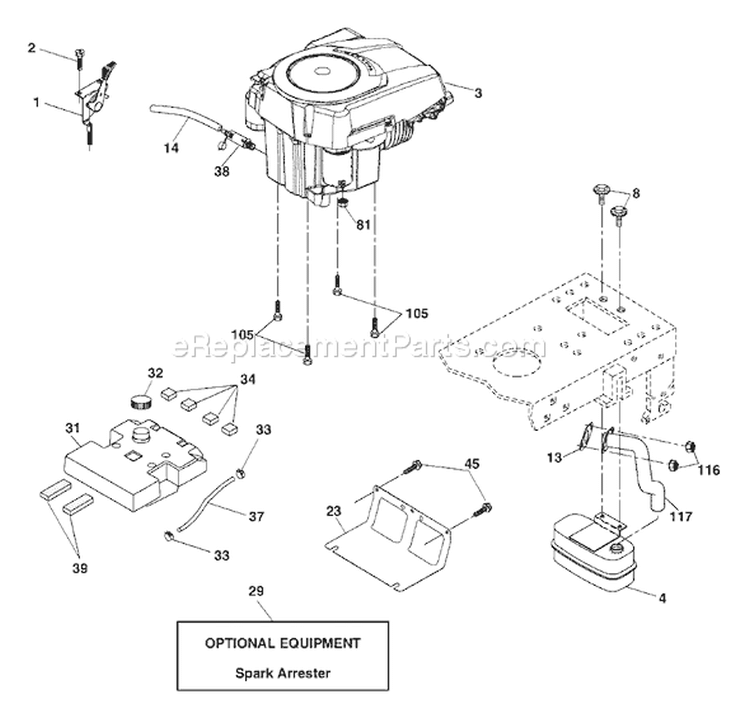 Page E Diagram and Parts List for 2042C LTH  954571953 -2004-03 Husqvarna Lawn Tractor