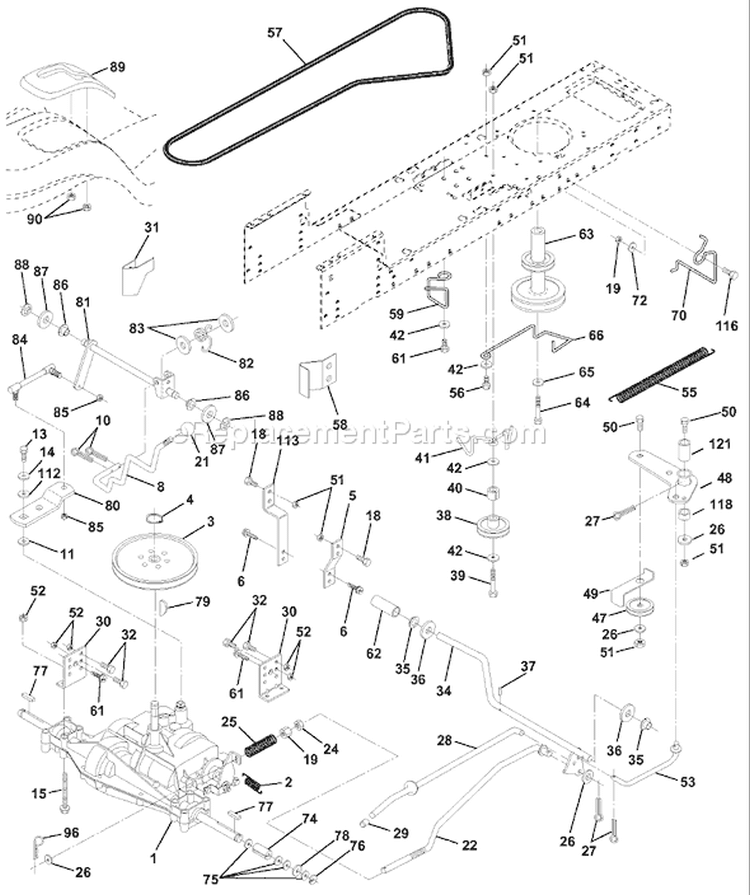 Page C Diagram and Parts List for LT120 LT 120 954140002A -1996-12 Husqvarna Lawn Tractor