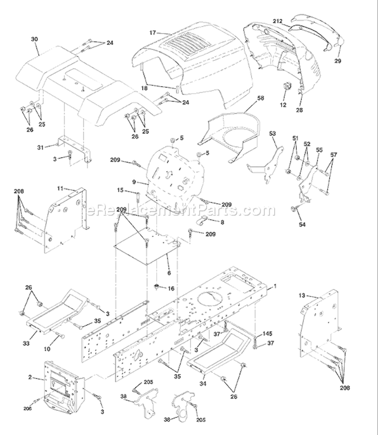 Page A Diagram and Parts List for LT1238D LT 1238 D 954567024 -2002-02 Husqvarna Lawn Tractor