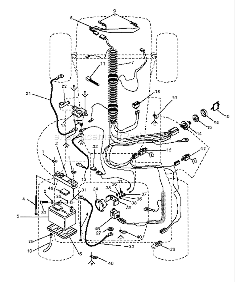 Page B Diagram and Parts List for LT125 LT 125 H12538C -1991-06 Husqvarna Lawn Tractor