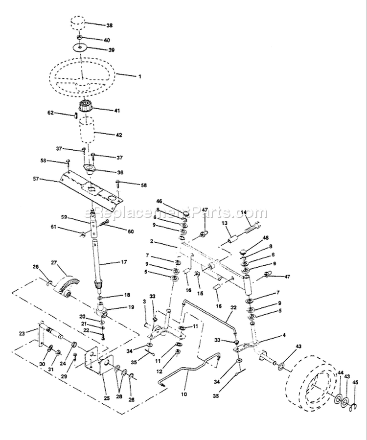 Page J Diagram and Parts List for LT125 LT 125 HC12542A -954000772 -1994-01 Husqvarna Lawn Tractor