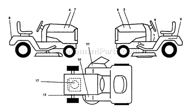 Page C Diagram and Parts List for LT125 LT 125 HC12542A -954000772 -1994-01 Husqvarna Lawn Tractor