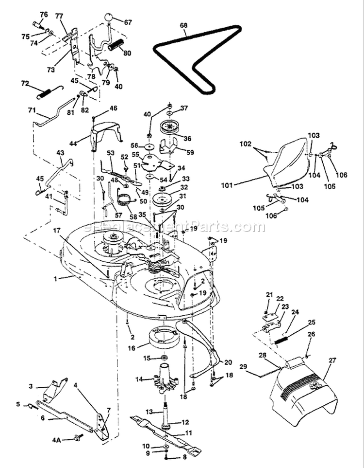Page G Diagram and Parts List for LT125 LT 125 HC12542A -954000772 -1994-01 Husqvarna Lawn Tractor