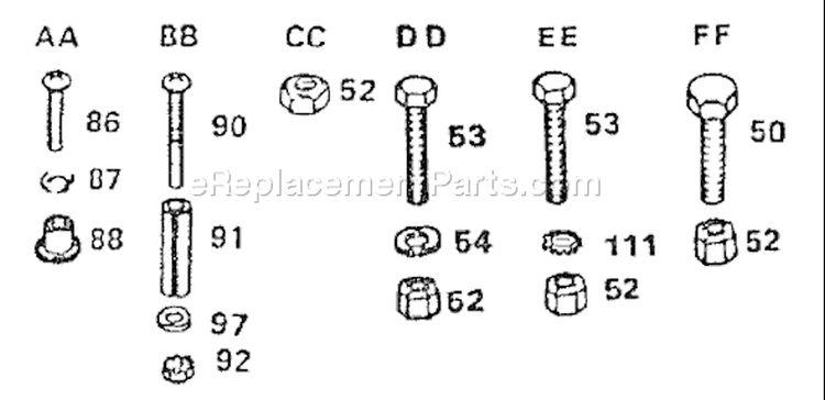 Page E Diagram and Parts List for LT125 LT 125 HVAE -1990-01 Husqvarna Lawn Tractor