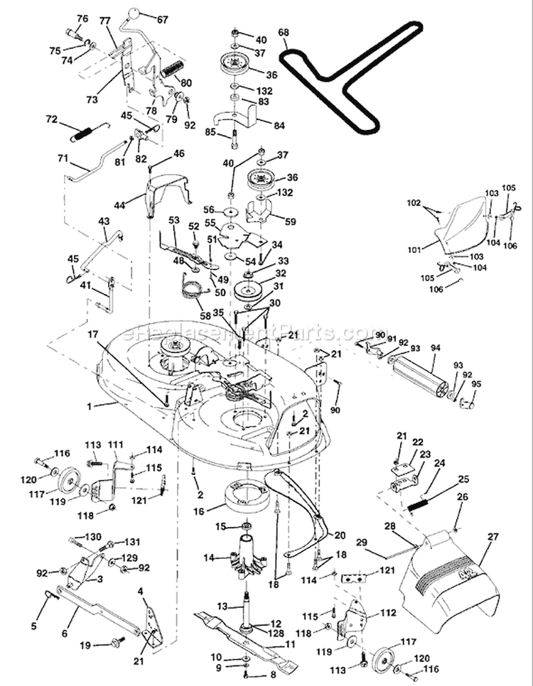 Page F Diagram and Parts List for LT130 LT 130 1997-12 Husqvarna Lawn Tractor