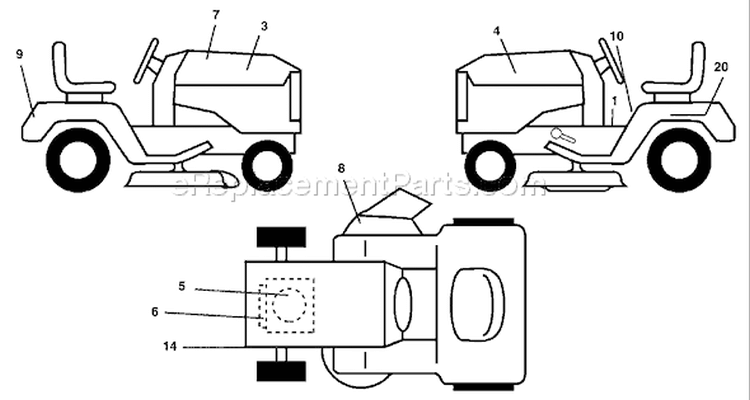 Page B Diagram and Parts List for LT1538D LT 1538 D 954569776 -2003-01 Husqvarna Lawn Tractor