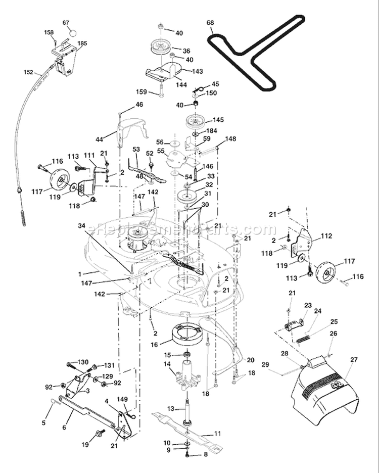 Page F Diagram and Parts List for LT18542A LT 18542 A 954571748 -2003-11 Husqvarna Lawn Tractor