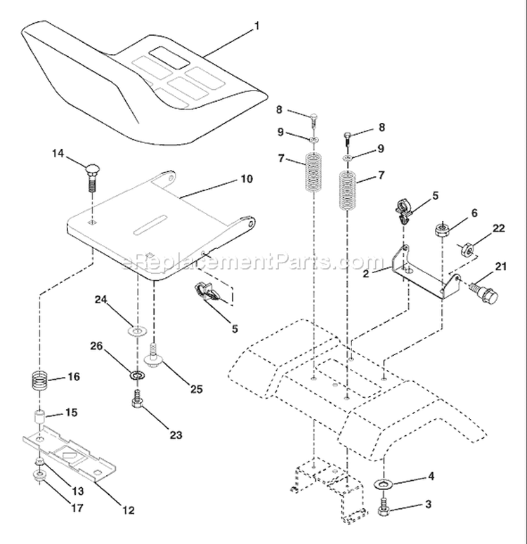 Page H Diagram and Parts List for LT18542A LT 18542 A 954571748 -2003-11 Husqvarna Lawn Tractor