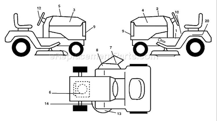 Page B Diagram and Parts List for LT18542B LT 18542 B 954571748 -2004-02 Husqvarna Lawn Tractor