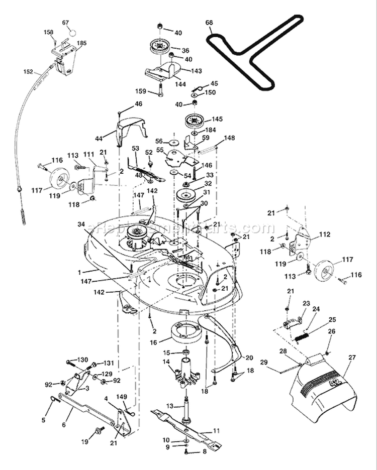 Page F Diagram and Parts List for LT18542B LT 18542 B 954571748 -2004-02 Husqvarna Lawn Tractor