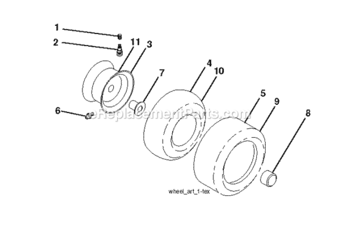 Wheels_Tires Diagram and Parts List for LZ11577HRB 2011-12 Husqvarna Lawn Tractor