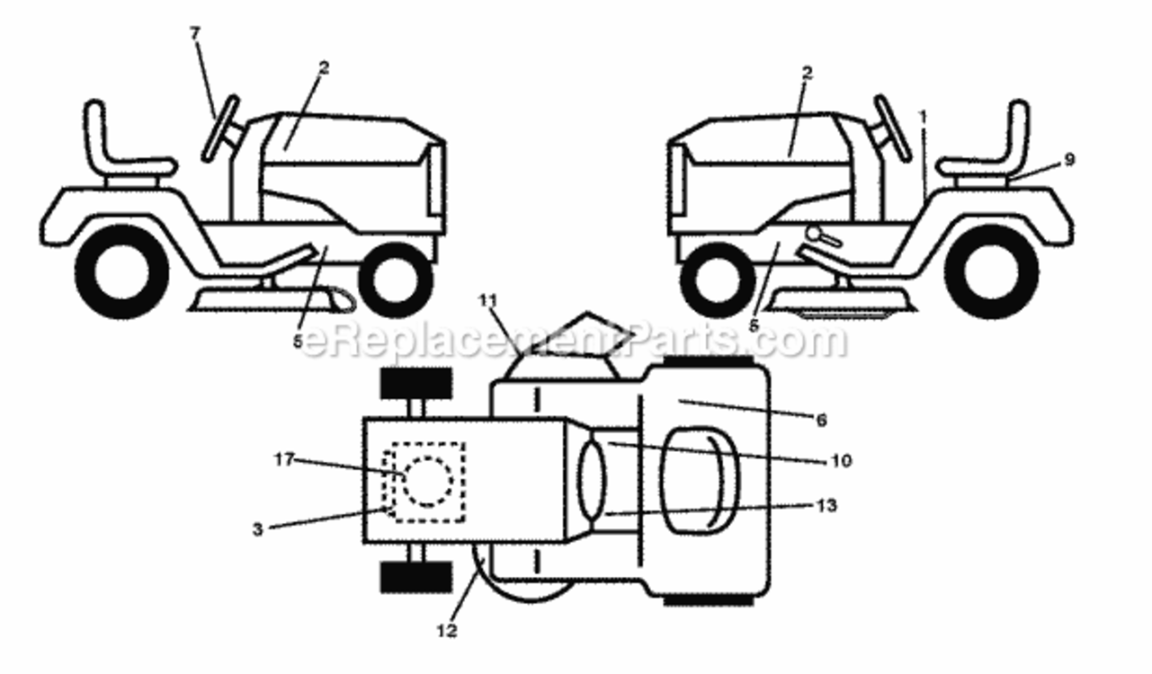 Decals Diagram and Parts List for LZ11577HRB 2011-12 Husqvarna Lawn Tractor