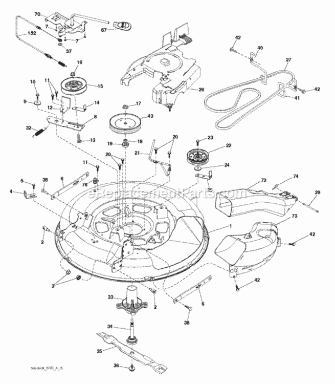 Mower_Deck__Cutting_Deck Diagram and Parts List for LZ11577HRB 2011-12 Husqvarna Lawn Tractor