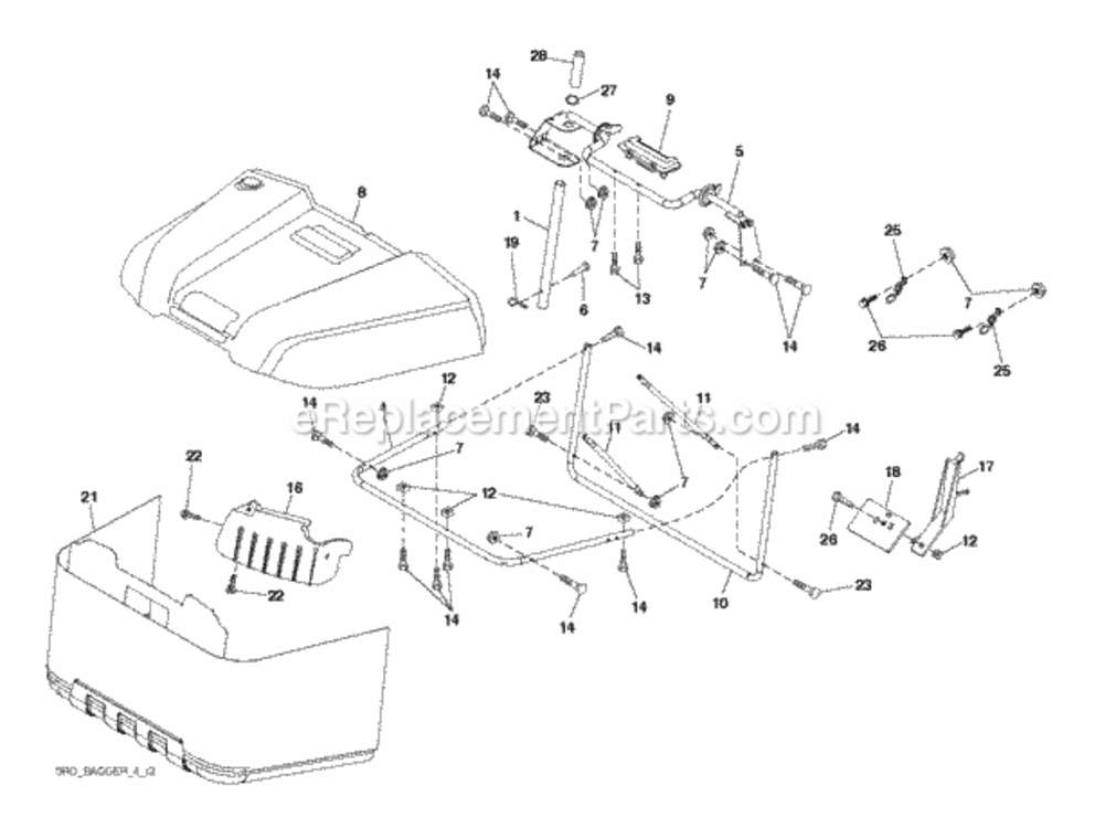 Bagger Diagram and Parts List for LZ11577RB 2011-11 Husqvarna Lawn Tractor