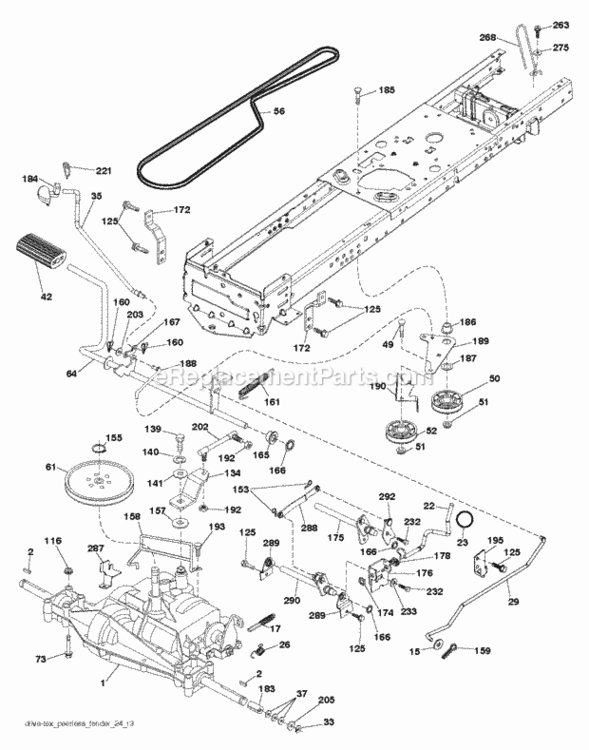 Drive Diagram and Parts List for LZ11577RB 2011-11 Husqvarna Lawn Tractor