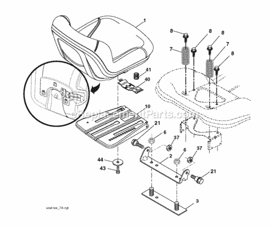 Seat Diagram and Parts List for LZ11577RB 2011-11 Husqvarna Lawn Tractor