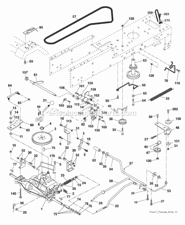 Drive Diagram and Parts List for LZ11597 2011-11 Husqvarna Lawn Tractor