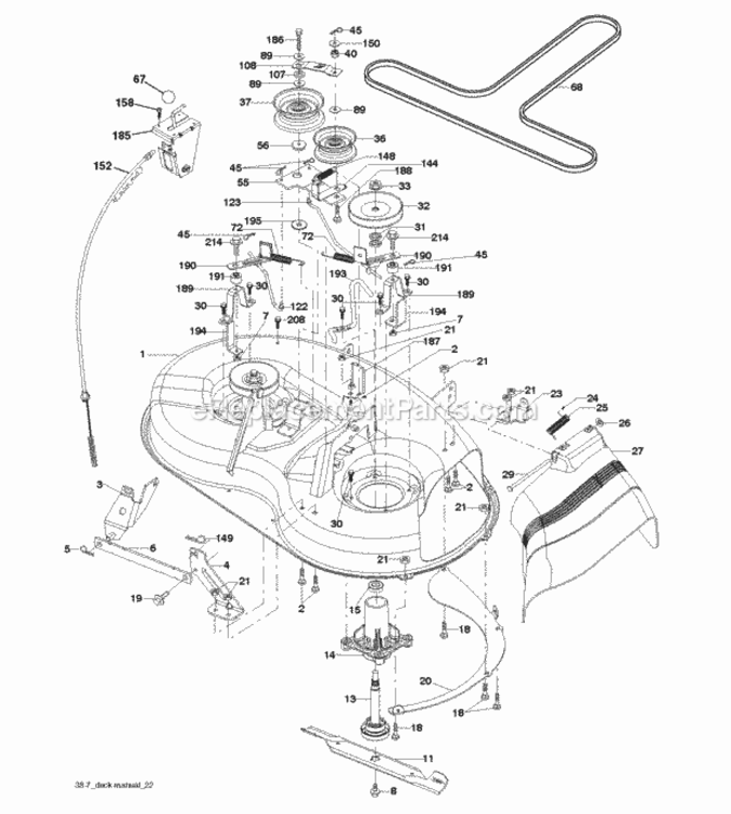 Mower_Deck__Cutting_Deck Diagram and Parts List for LZ11597 2011-11 Husqvarna Lawn Tractor