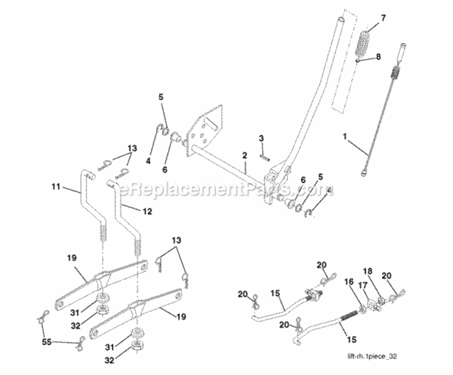 Mower_Lift__Deck_Lift Diagram and Parts List for LZ11597 2011-11 Husqvarna Lawn Tractor
