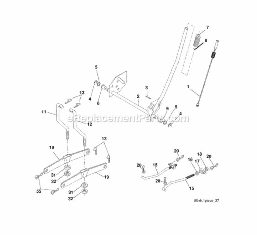 Mower_Lift__Deck_Lift Diagram and Parts List for LZ12597AK 2010-09 Husqvarna Lawn Tractor