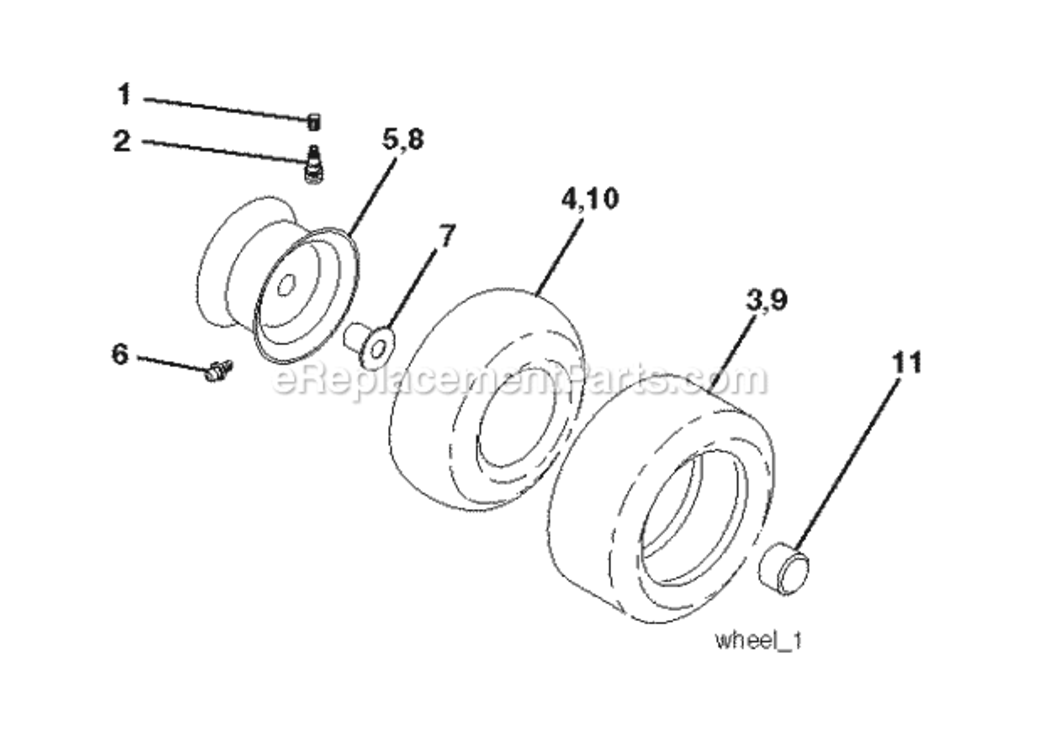 Wheels_Tires Diagram and Parts List for LZ12597RB 2010-09 Husqvarna Lawn Tractor