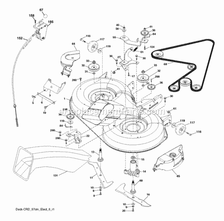 Mower_Deck__Cutting_Deck Diagram and Parts List for LZ12597RB 2011-11 Husqvarna Lawn Tractor