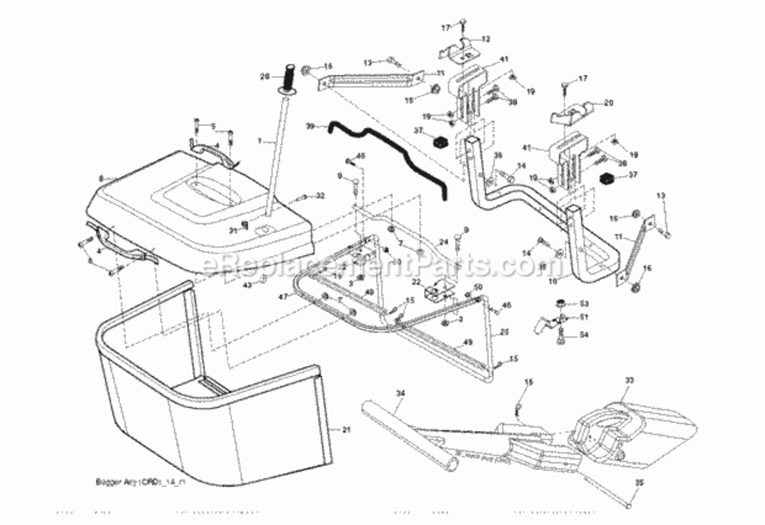 Bagger Diagram and Parts List for LZ145H97 2010-09 Husqvarna Lawn Tractor
