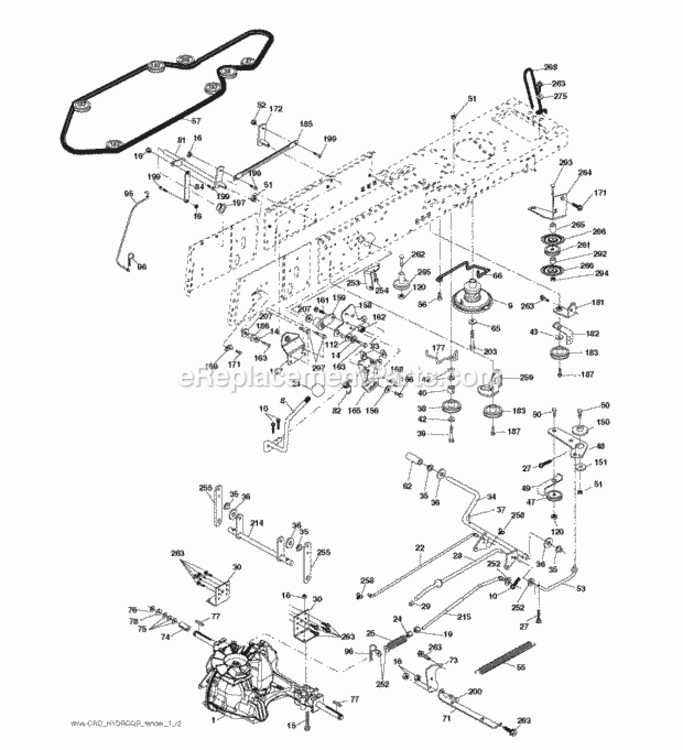 Drive Diagram and Parts List for LZ145H97 2011-11 Husqvarna Lawn Tractor