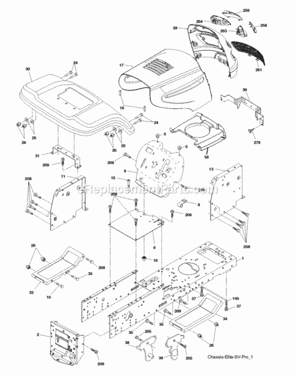 Chassis_Enclosures Diagram and Parts List for LZ165107H 2011-12 Husqvarna Lawn Tractor