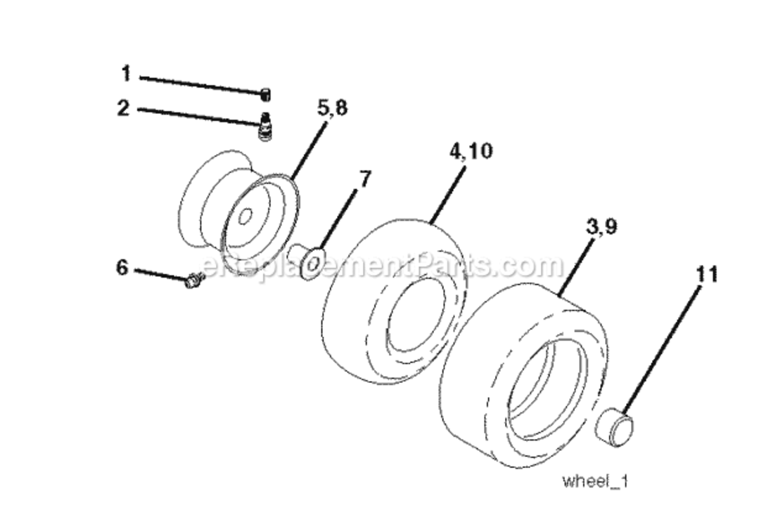 Wheels_Tires Diagram and Parts List for LZ165107H 2011-12 Husqvarna Lawn Tractor