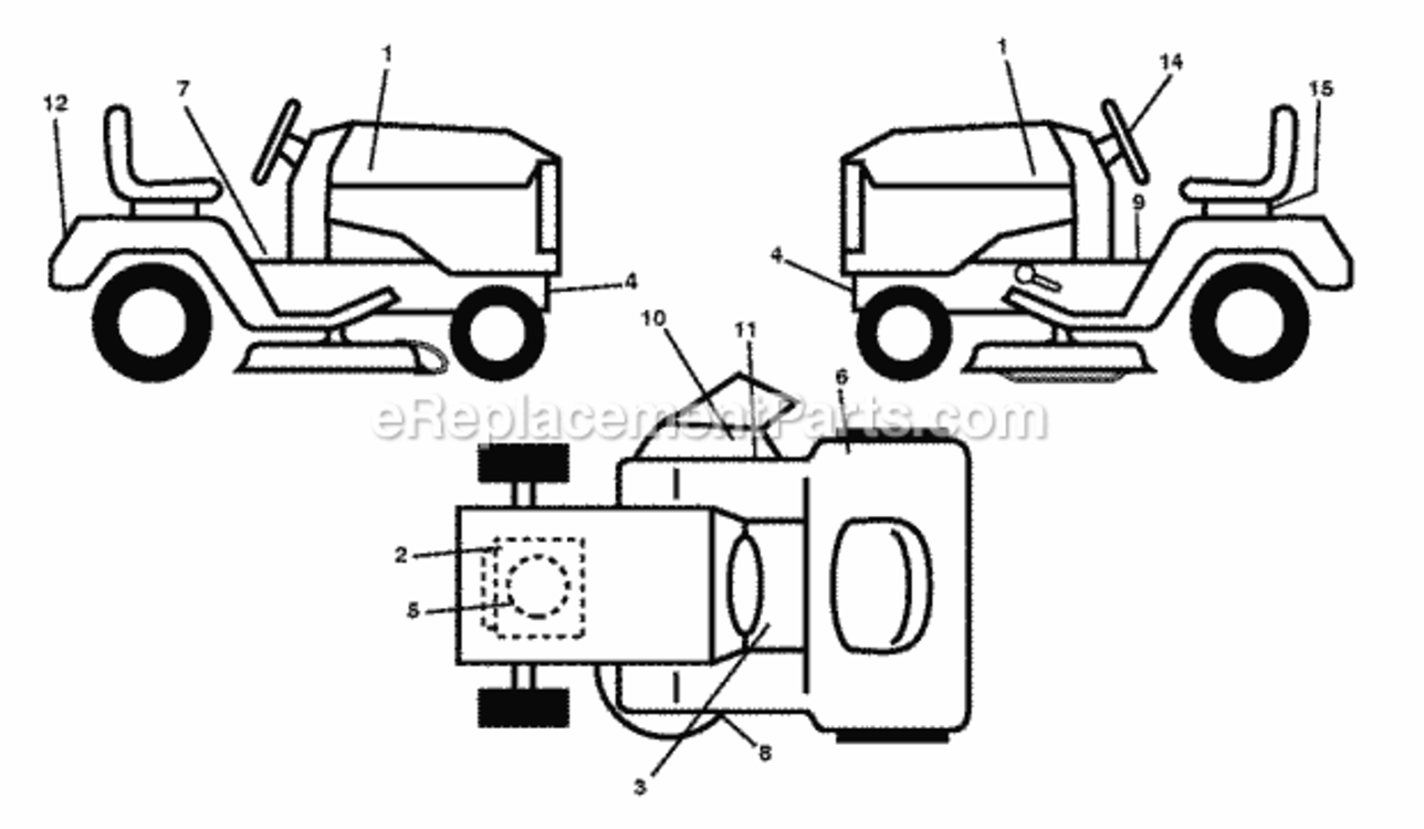 Decals Diagram and Parts List for LZ165107H 2011-12 Husqvarna Lawn Tractor