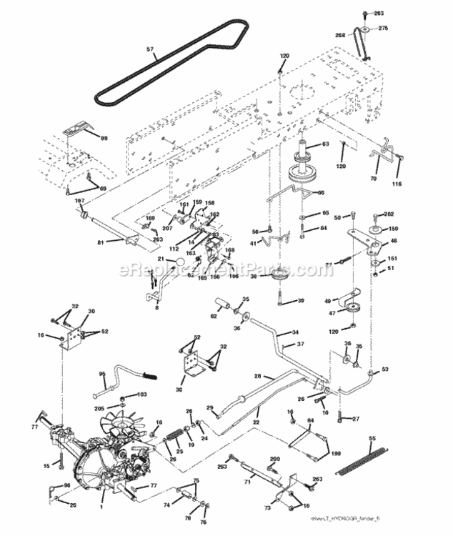 Drive Diagram and Parts List for LZ165107H 2011-12 Husqvarna Lawn Tractor